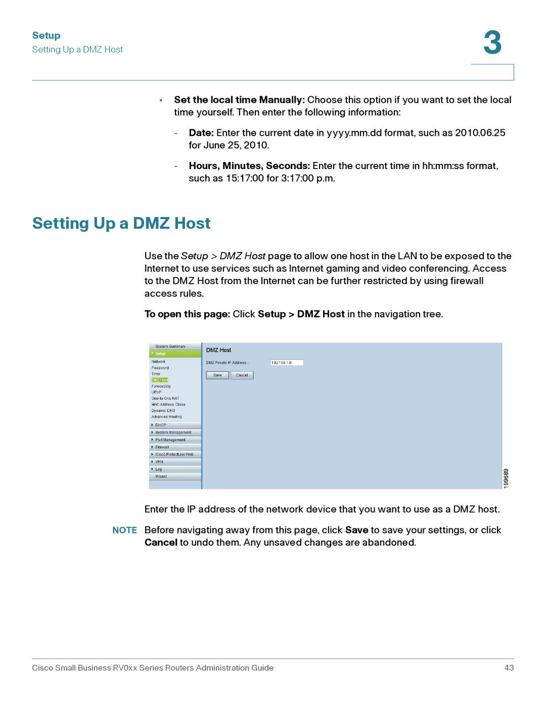 Cisco Systems RV016, RV042G manual Setting Up a DMZ Host 