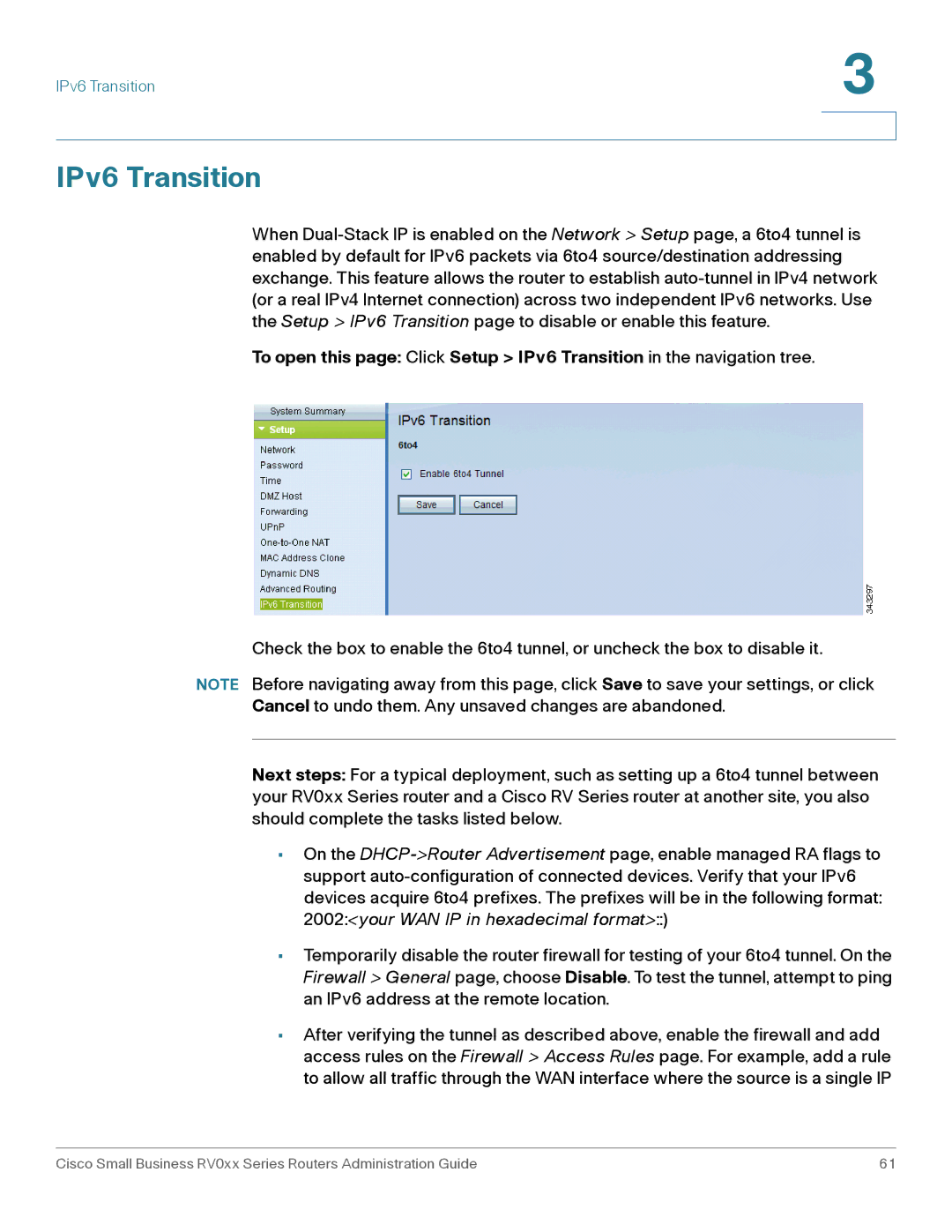 Cisco Systems RV016, RV042G manual IPv6 Transition 