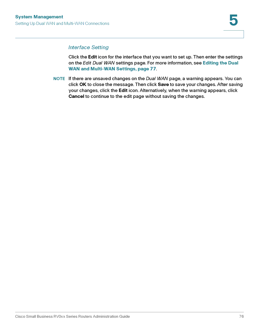 Cisco Systems RV042G, RV016 manual Interface Setting 