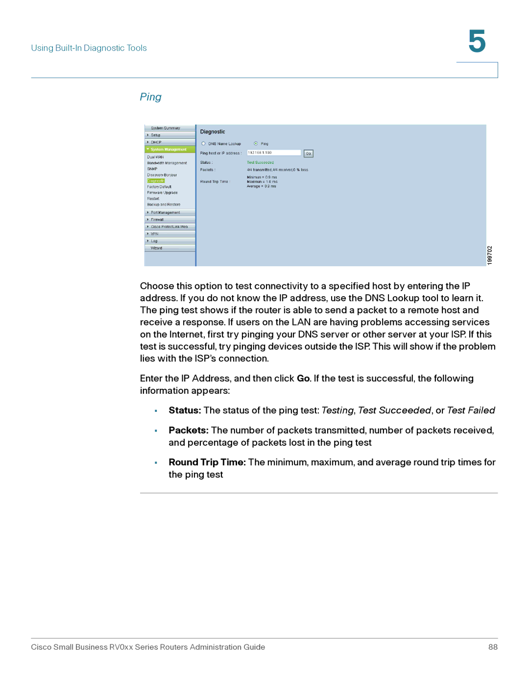 Cisco Systems RV042G, RV016 manual Ping 
