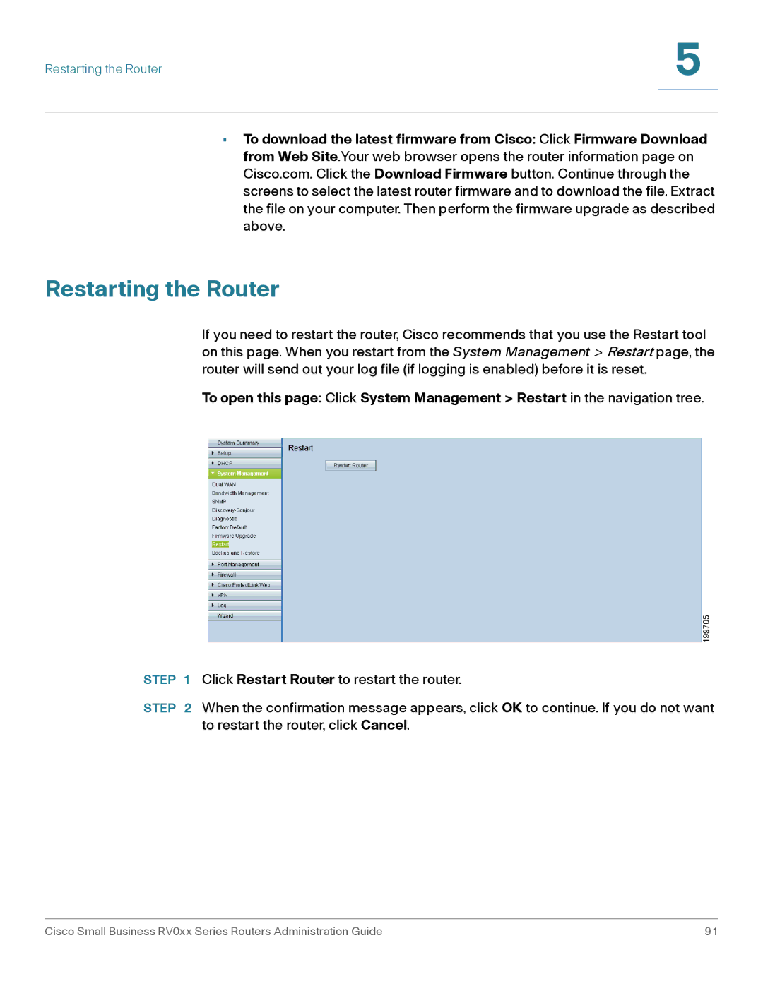 Cisco Systems RV016, RV042G manual Restarting the Router 