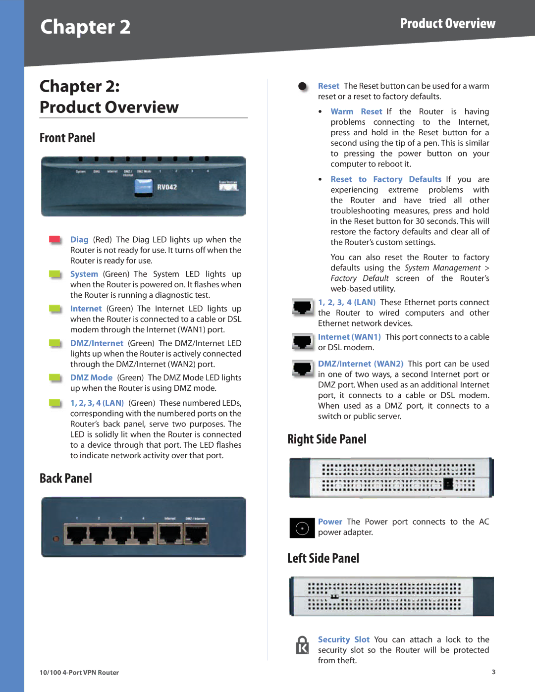 Cisco Systems RV042RF manual Chapter Product Overview 