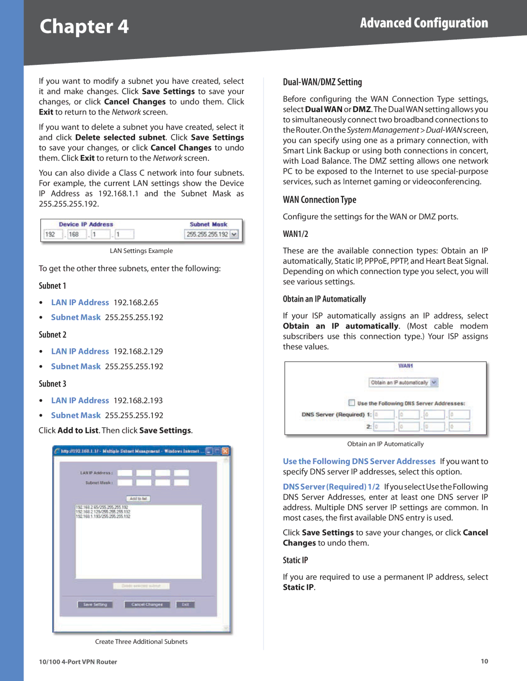 Cisco Systems RV042RF manual Dual-WAN/DMZ Setting, WAN Connection Type 