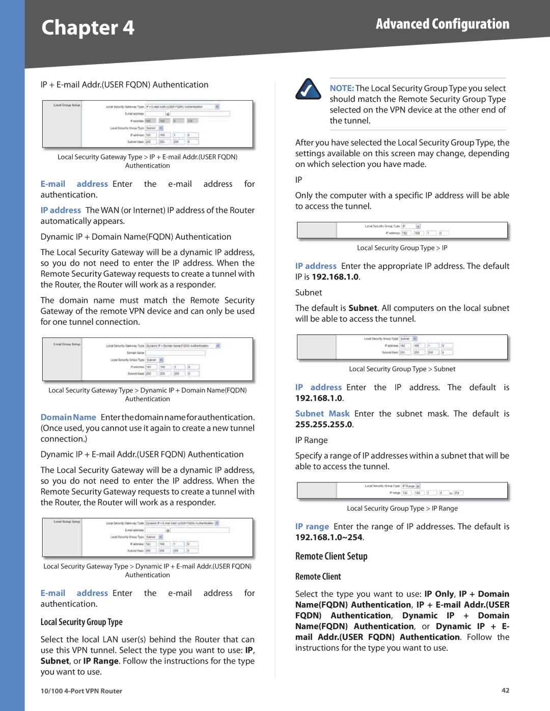 Cisco Systems RV042RF manual Remote Client Setup 