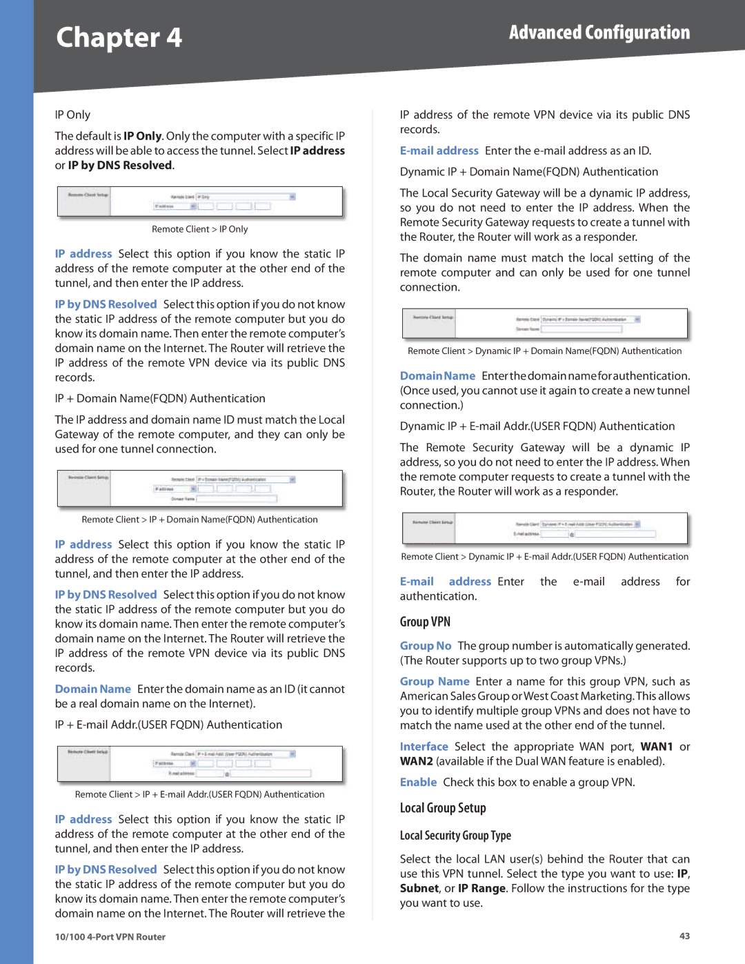 Cisco Systems RV042RF manual Group VPN 