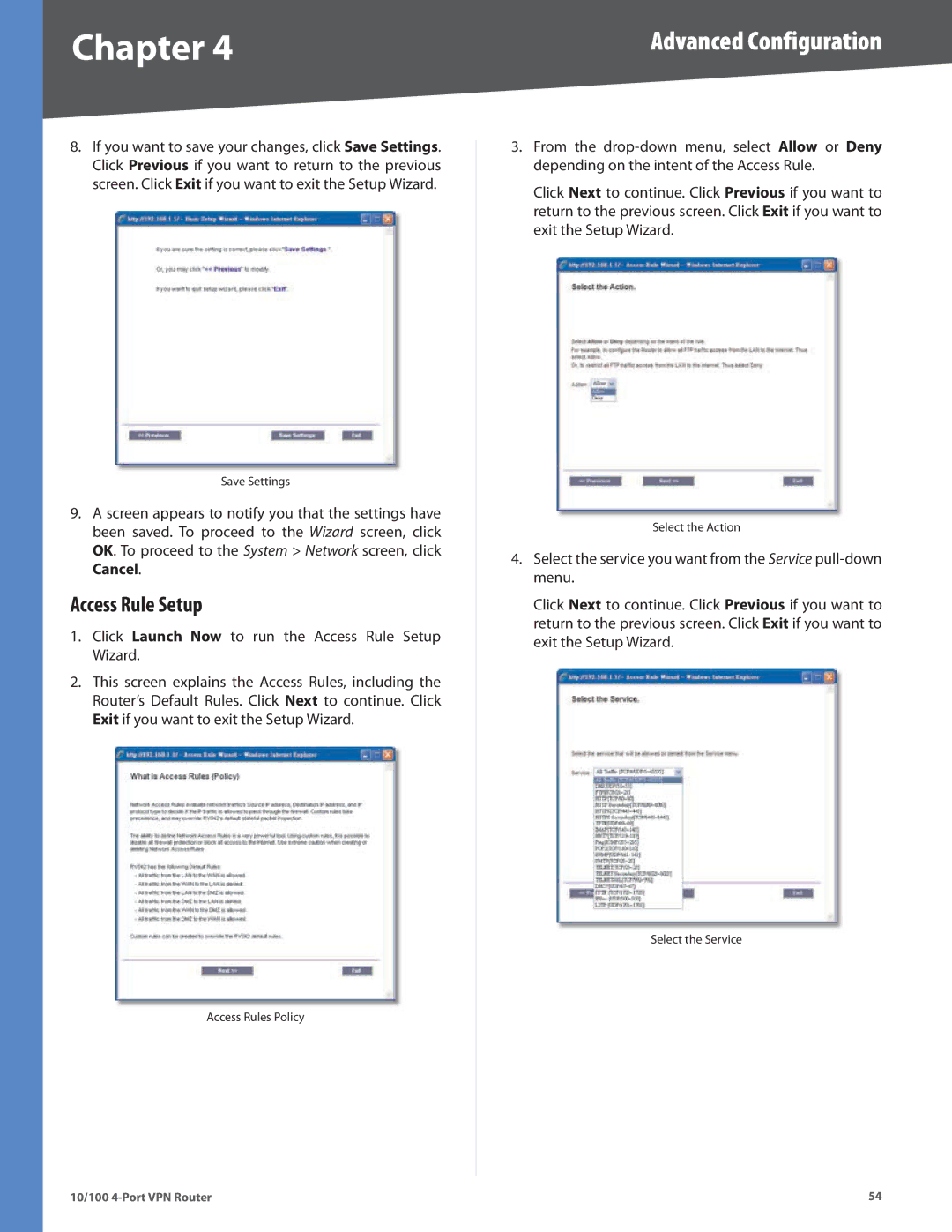 Cisco Systems RV042RF manual Access Rule Setup 