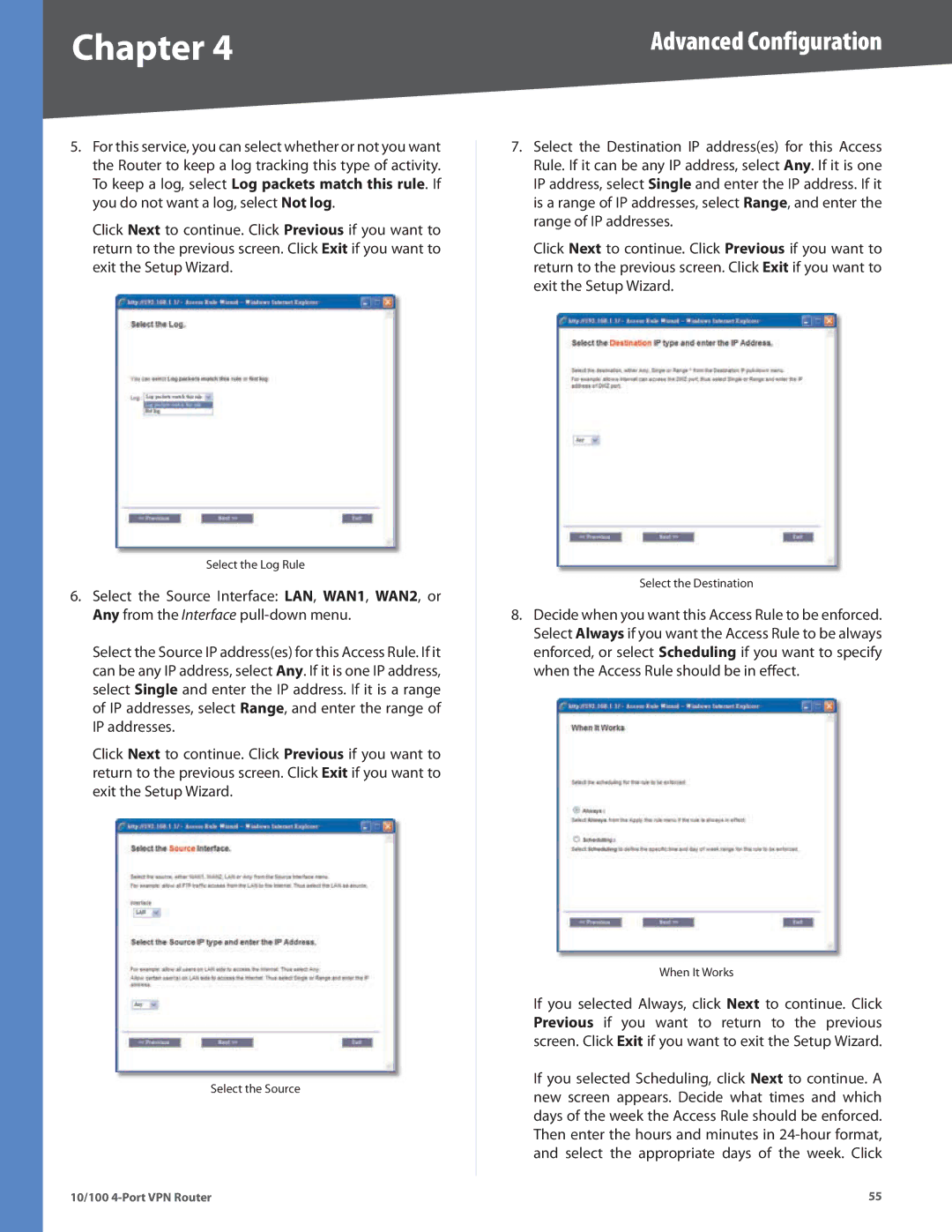 Cisco Systems RV042RF manual Select the Log Rule 