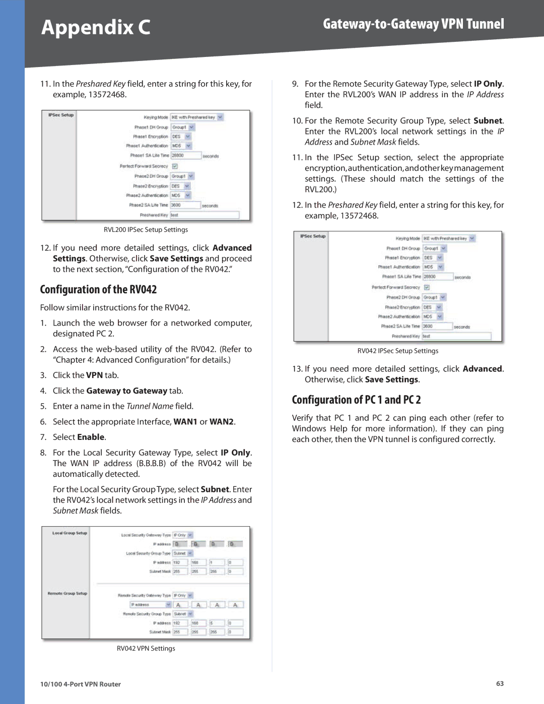 Cisco Systems RV042RF manual Configuration of the RV042, Configuration of PC 1 and PC 