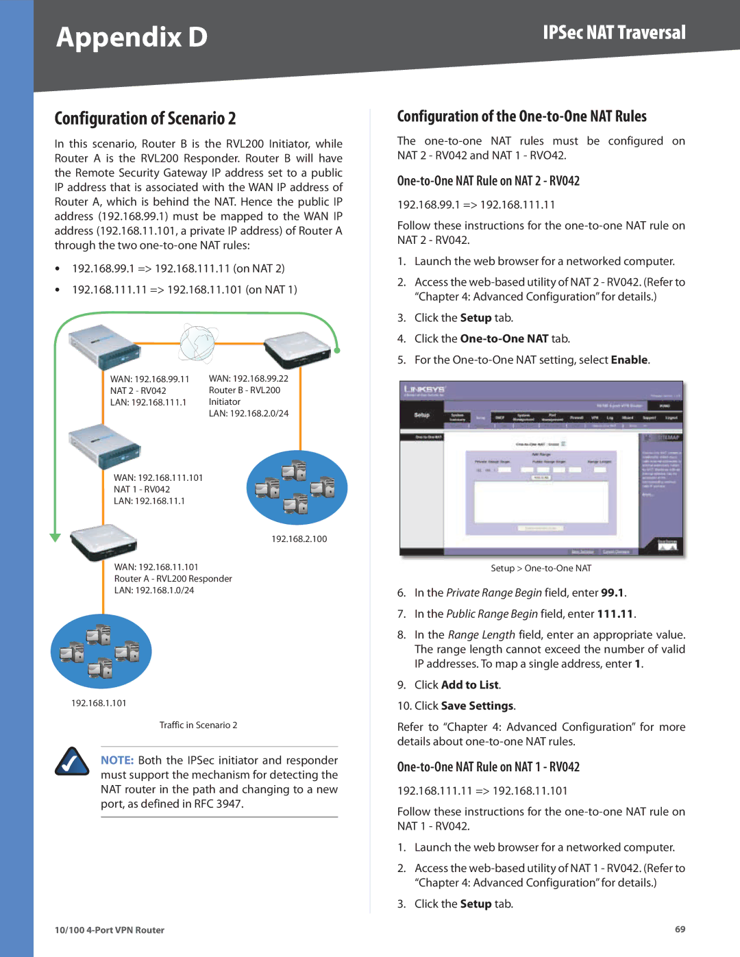 Cisco Systems RV042RF One-to-One NAT Rule on NAT 2 RV042, One-to-One NAT Rule on NAT 1 RV042, Click the One-to-One NAT tab 