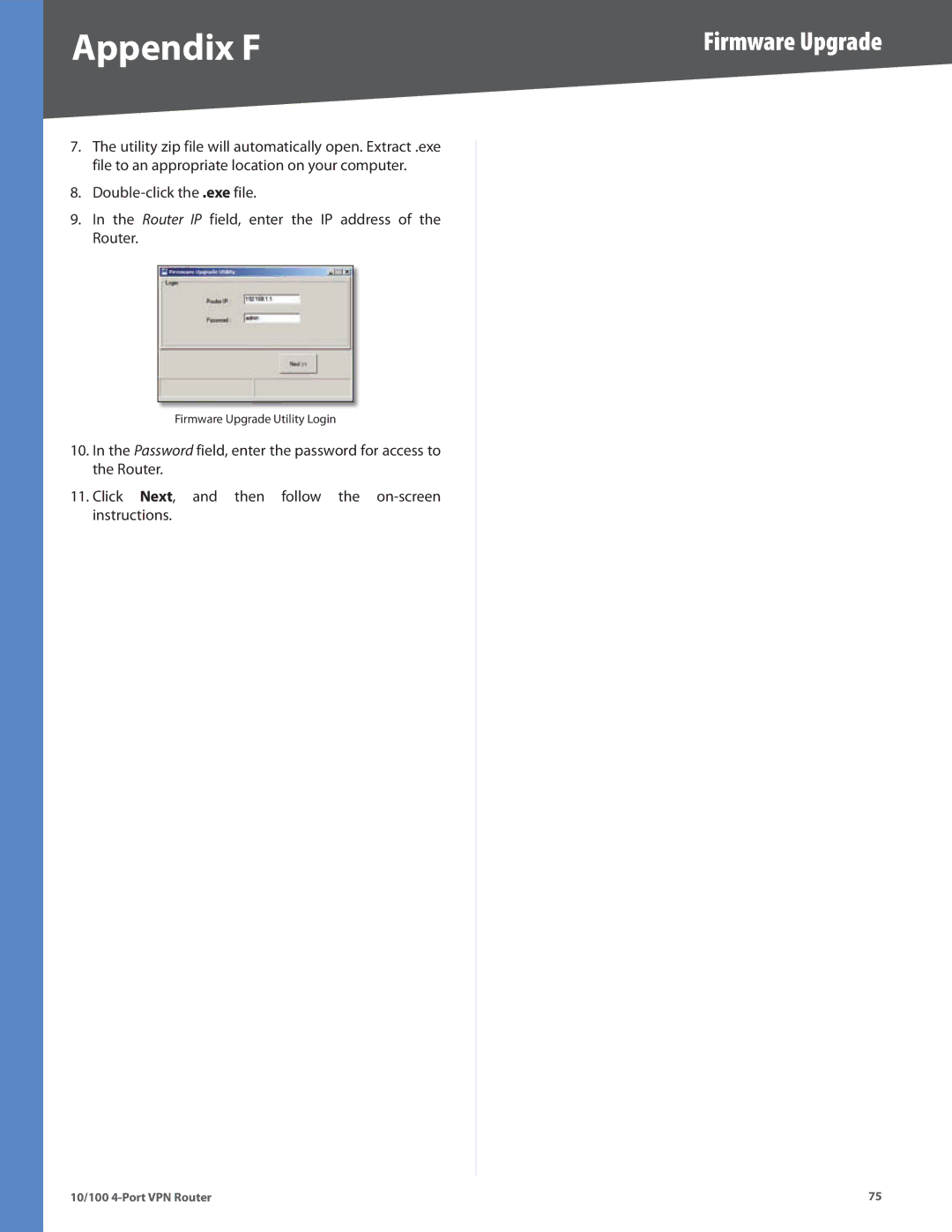 Cisco Systems RV042RF manual Firmware Upgrade 