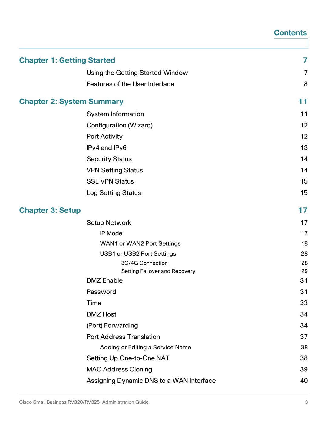 Cisco Systems RV325K9NA, RV320K9NA manual Getting Started, System Summary, Setup 