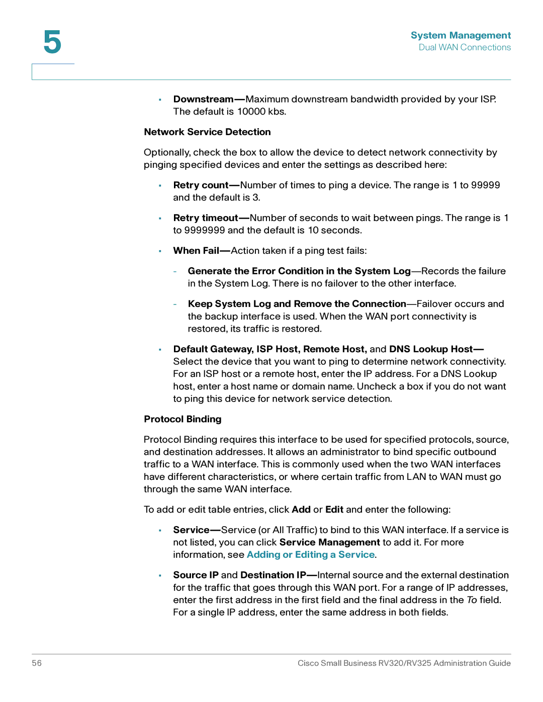 Cisco Systems RV320K9NA, RV325K9NA manual System Management, Network Service Detection 