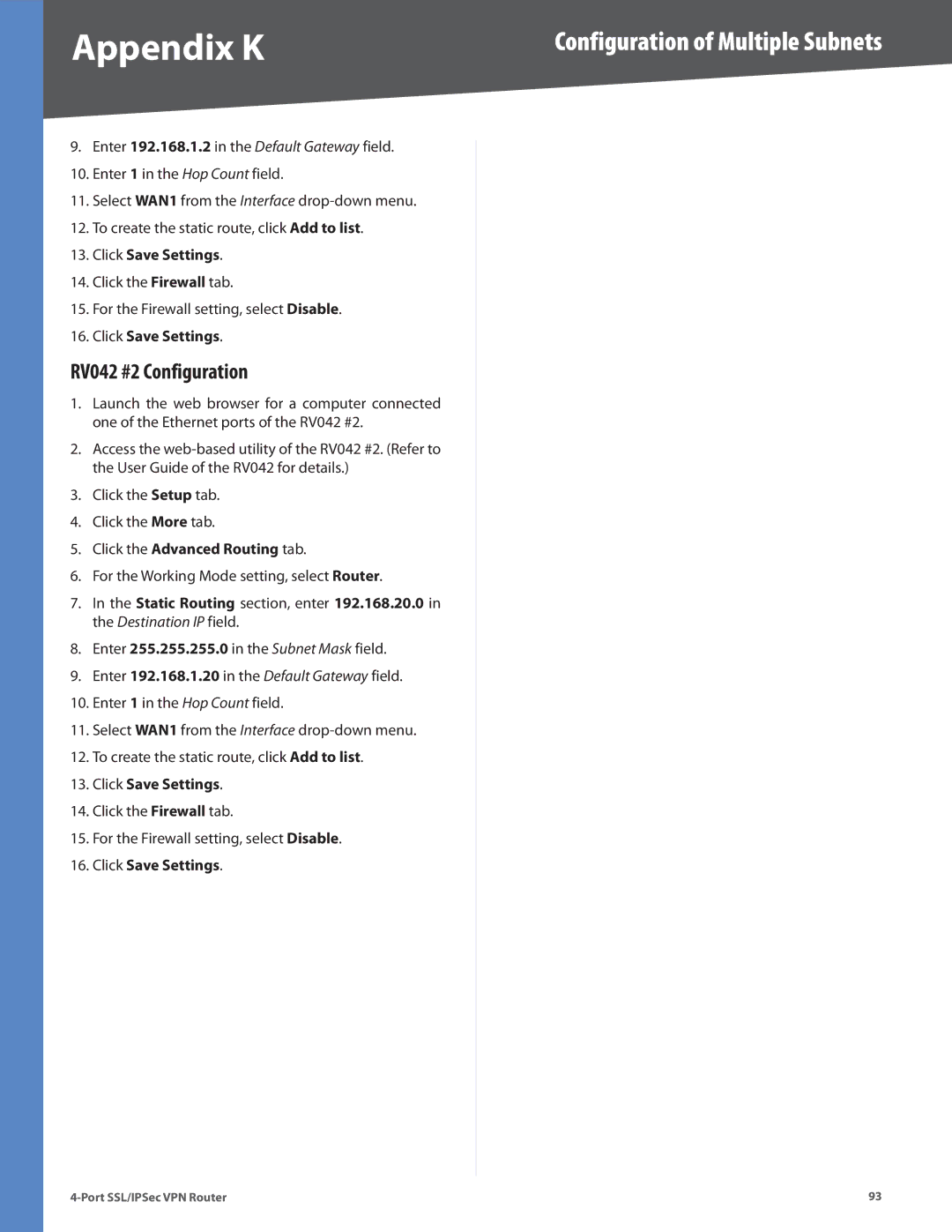 Cisco Systems RVL200 manual RV042 #2 Configuration 