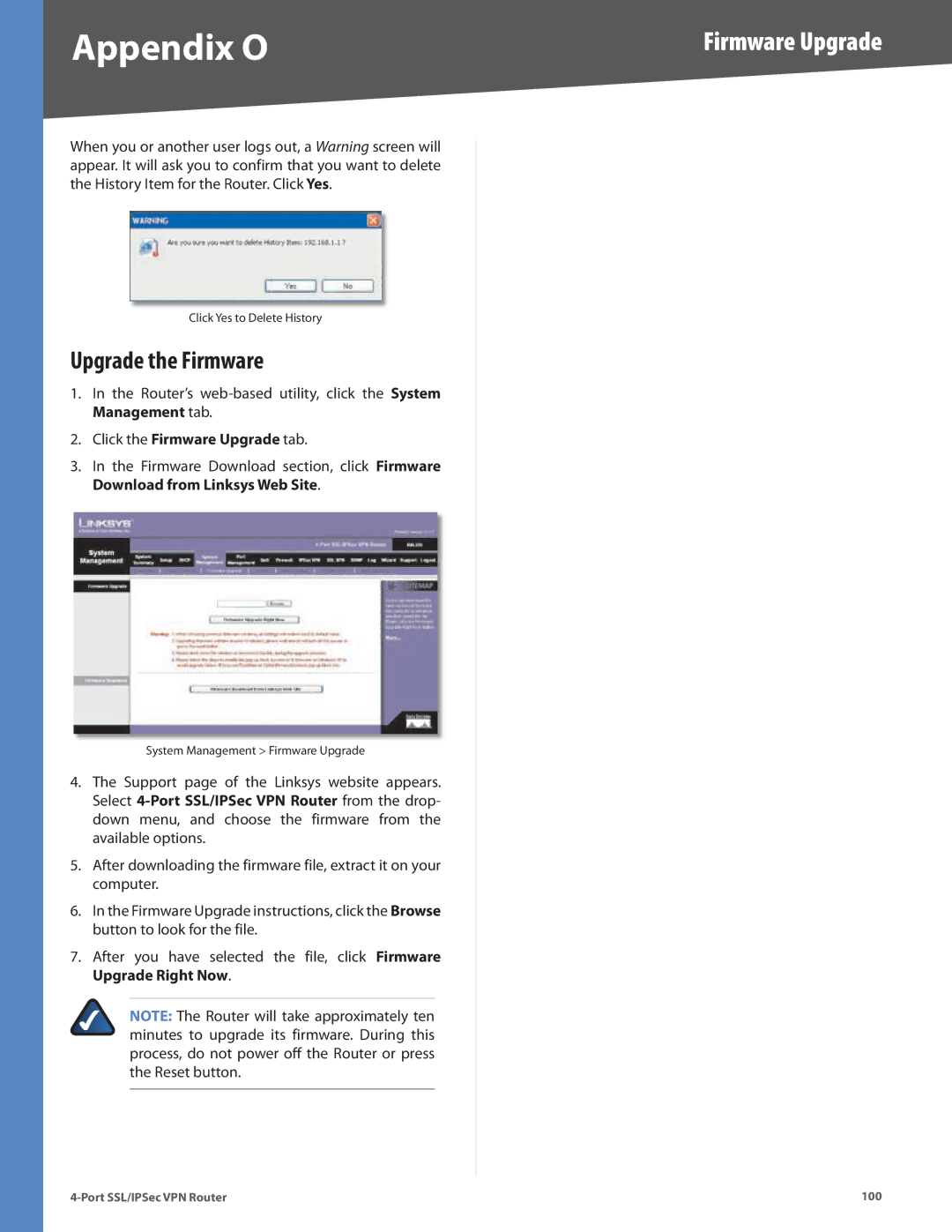 Cisco Systems RVL200 manual Upgrade the Firmware, Click the Firmware Upgrade tab 