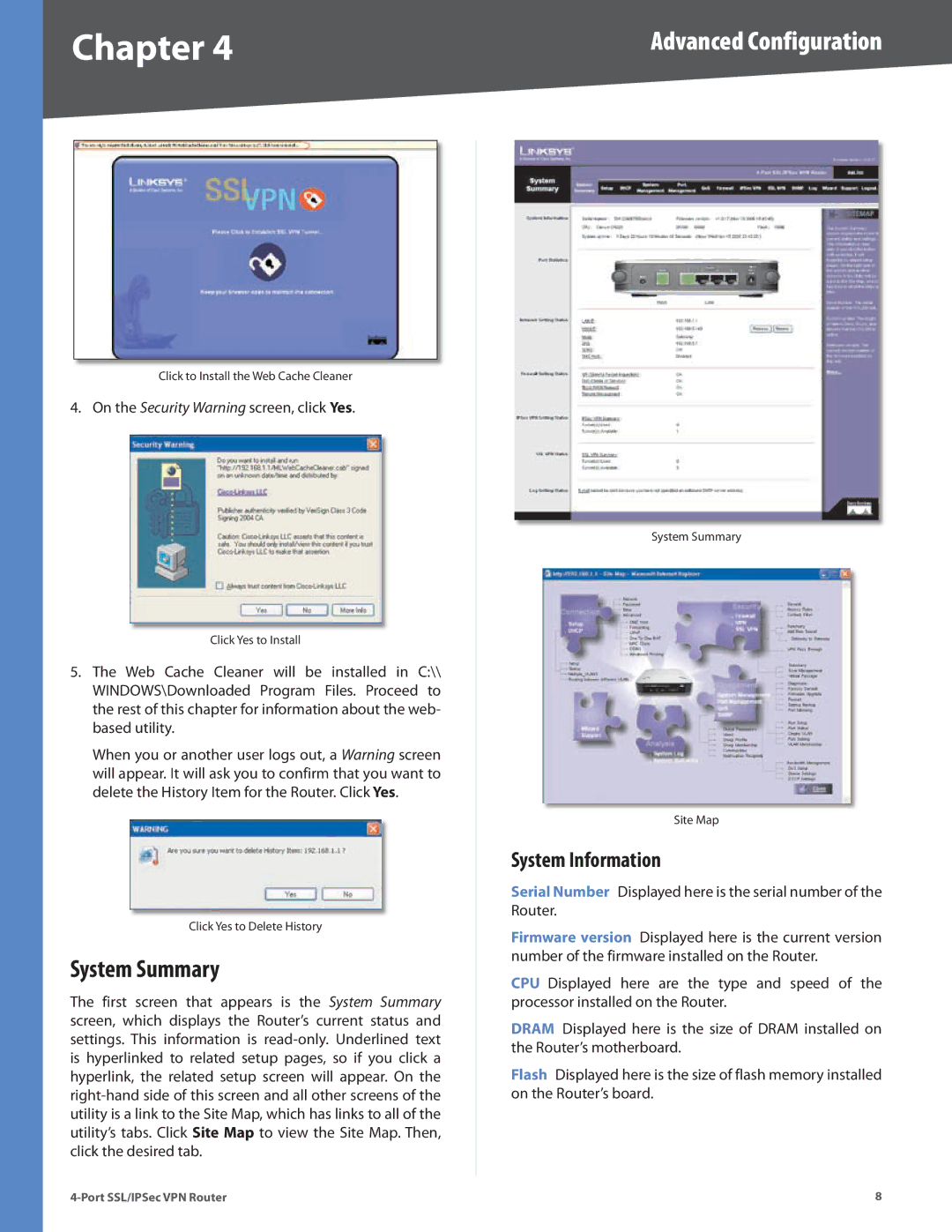 Cisco Systems RVL200 manual System Summary, System Information 