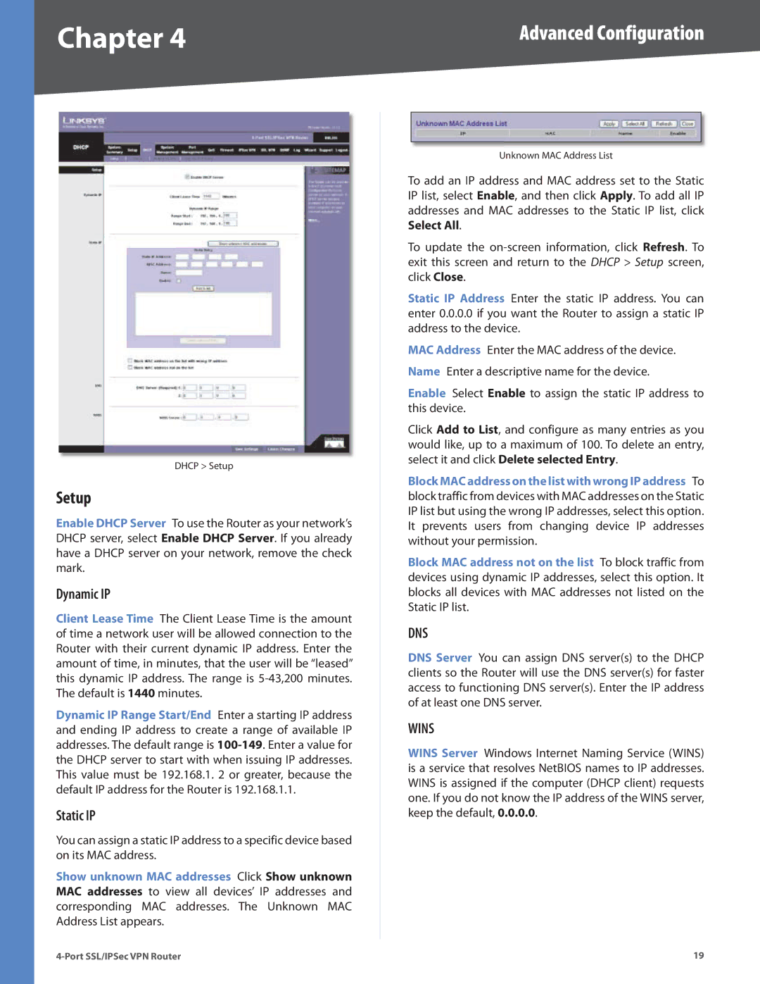 Cisco Systems RVL200 manual Setup, Dynamic IP, Static IP 