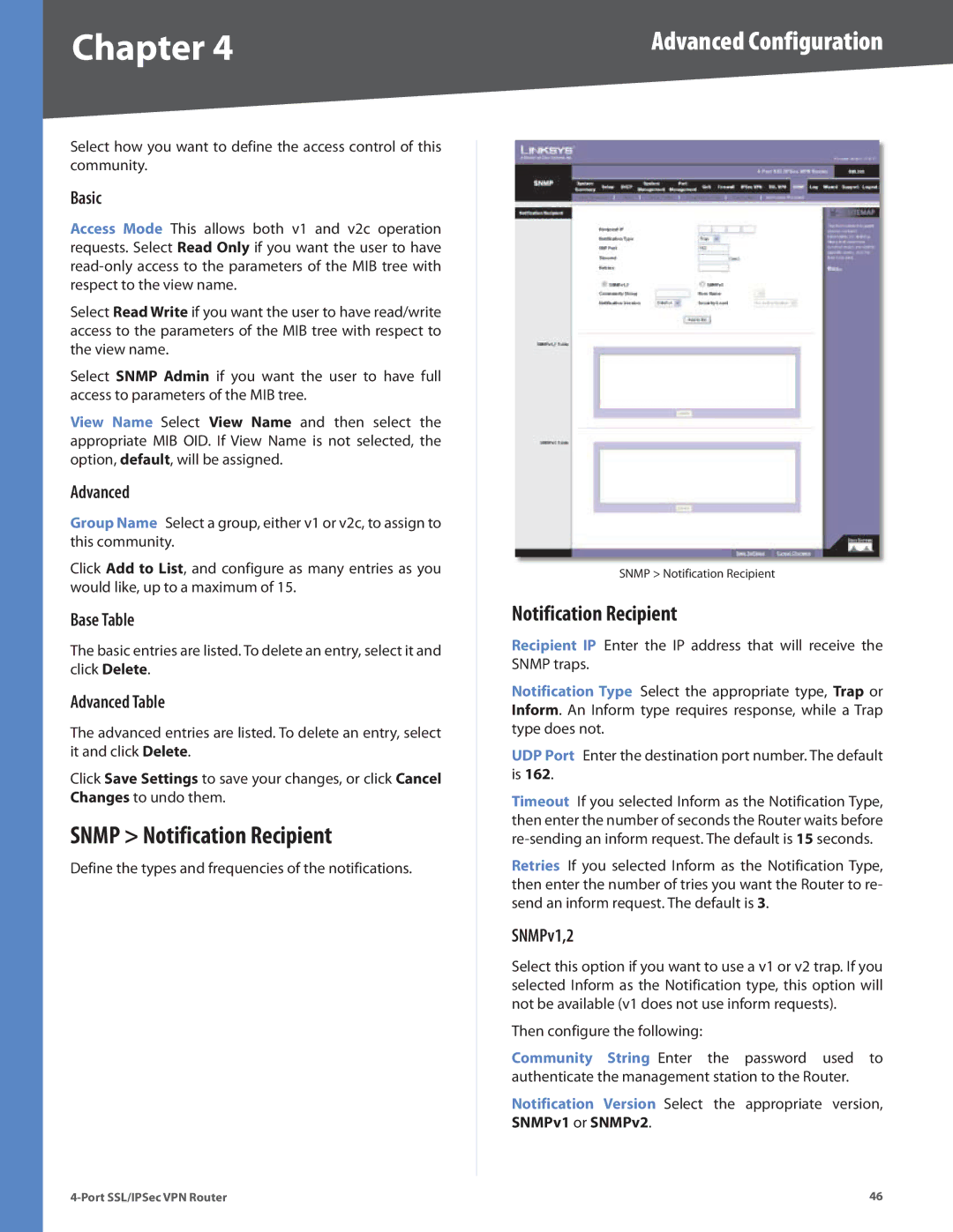 Cisco Systems RVL200 manual Snmp Notification Recipient 