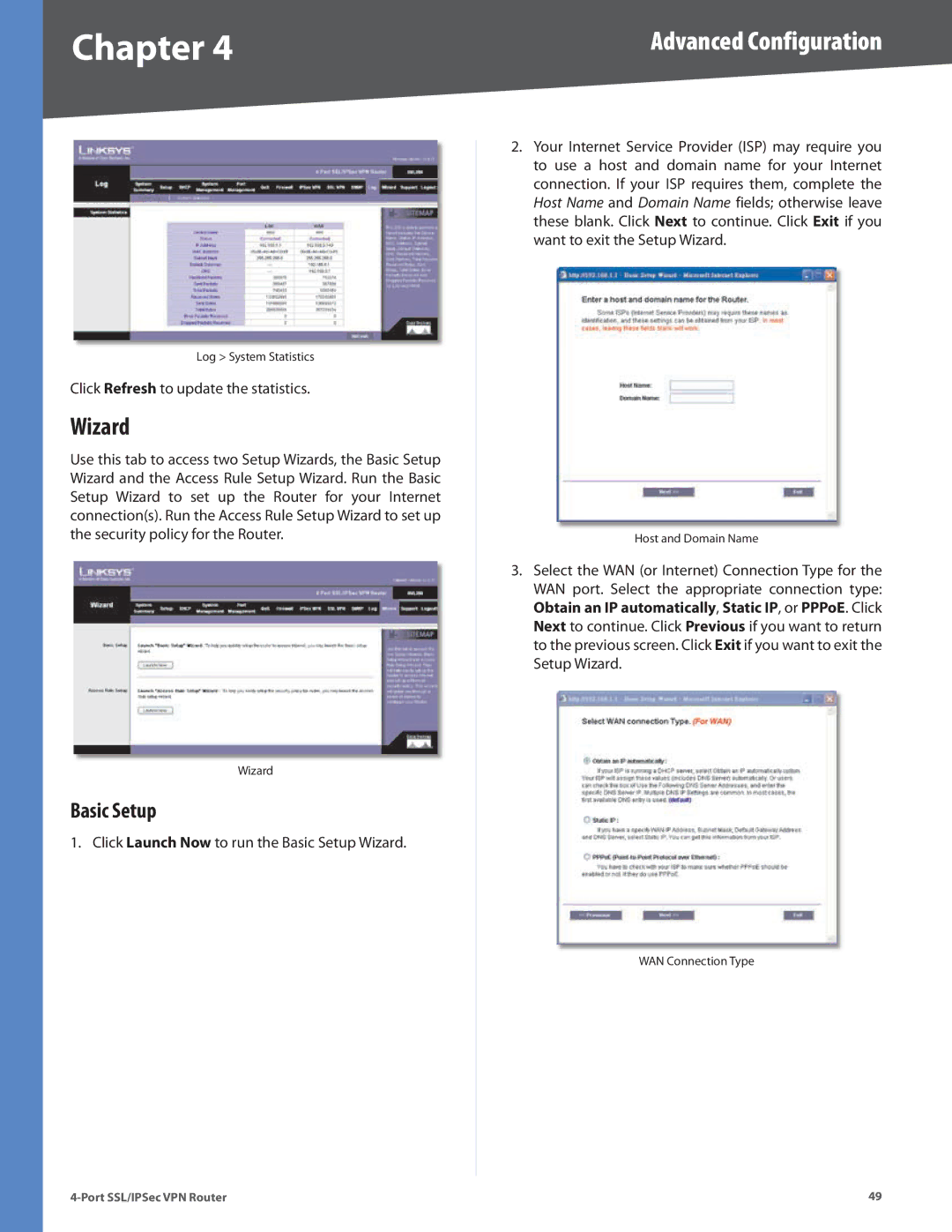 Cisco Systems RVL200 manual Wizard, Basic Setup 