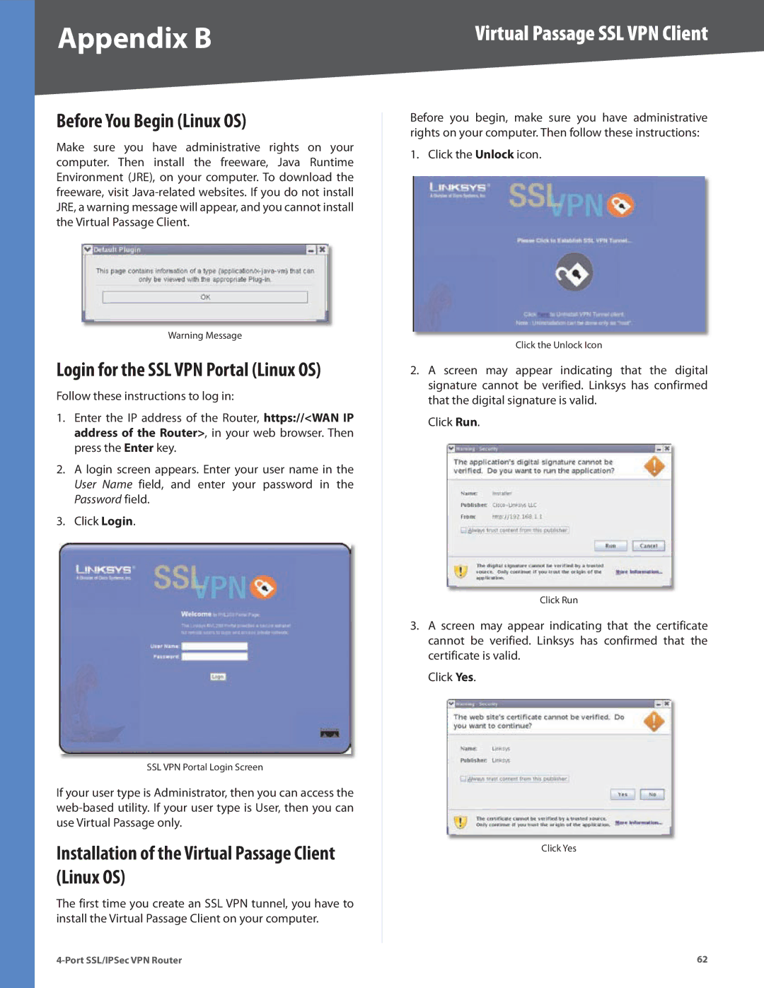 Cisco Systems RVL200 manual Before You Begin Linux OS, Installation of the Virtual Passage Client Linux OS 