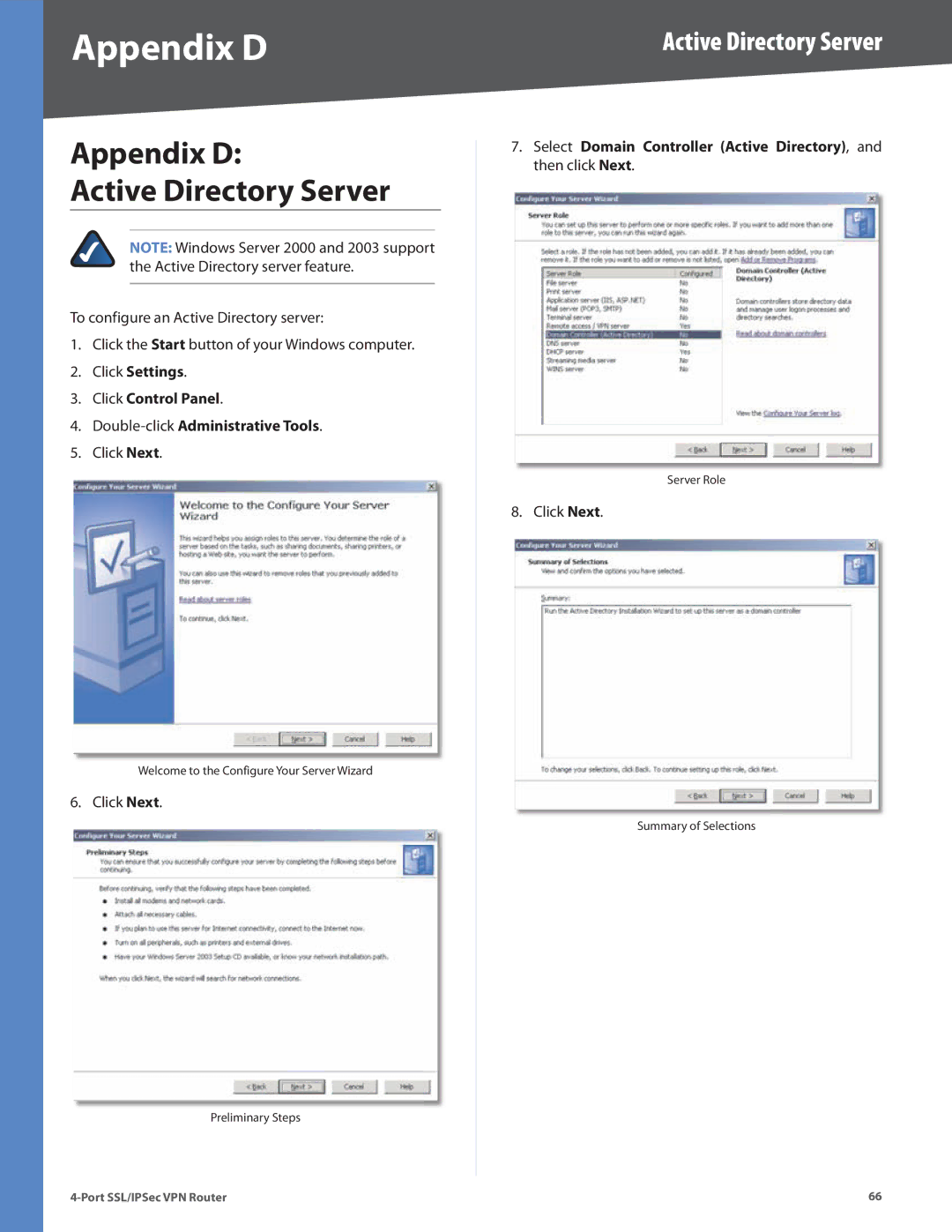 Cisco Systems RVL200 manual Appendix D Active Directory Server 