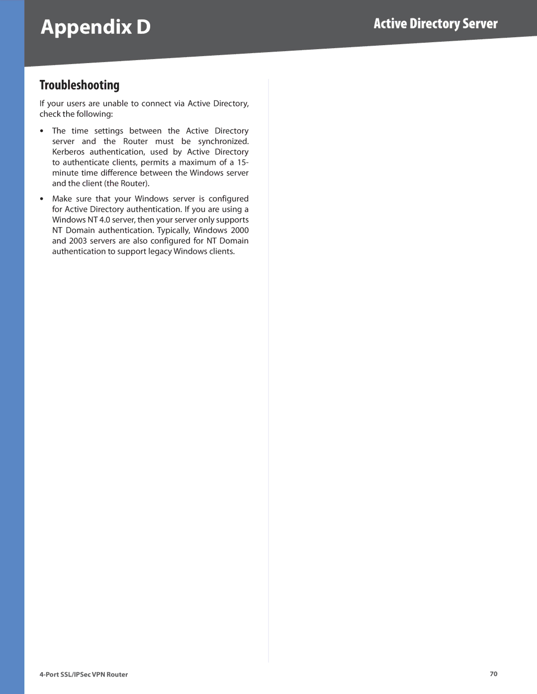 Cisco Systems RVL200 manual Troubleshooting 