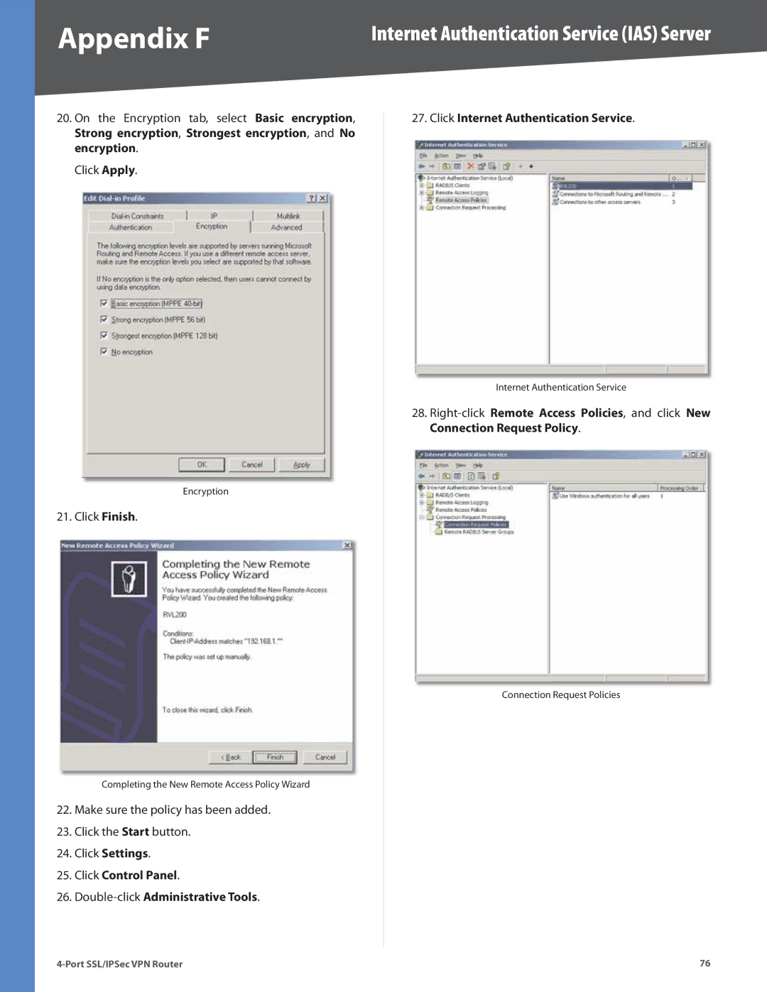 Cisco Systems RVL200 manual Click Finish 