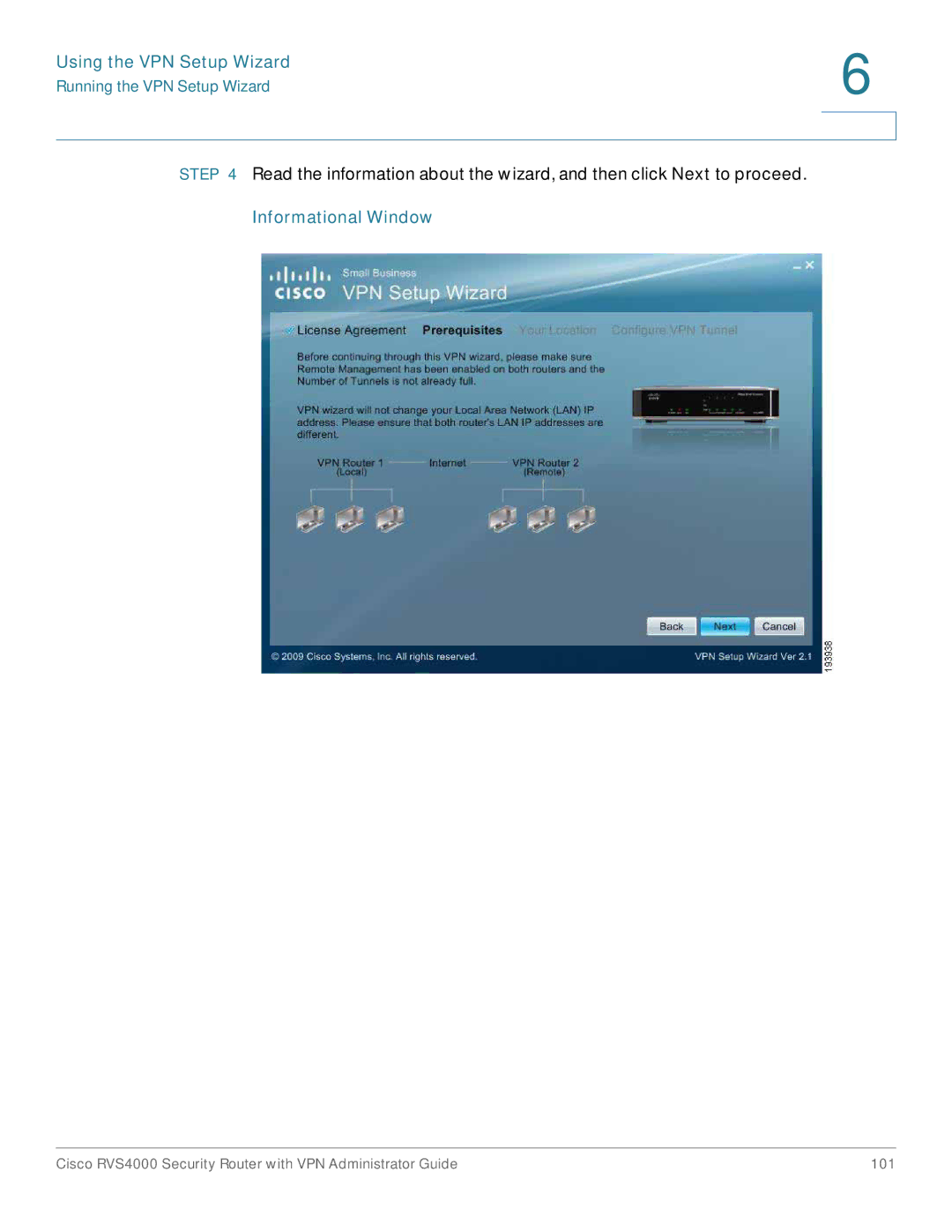 Cisco Systems RVS4000RF manual Informational Window 