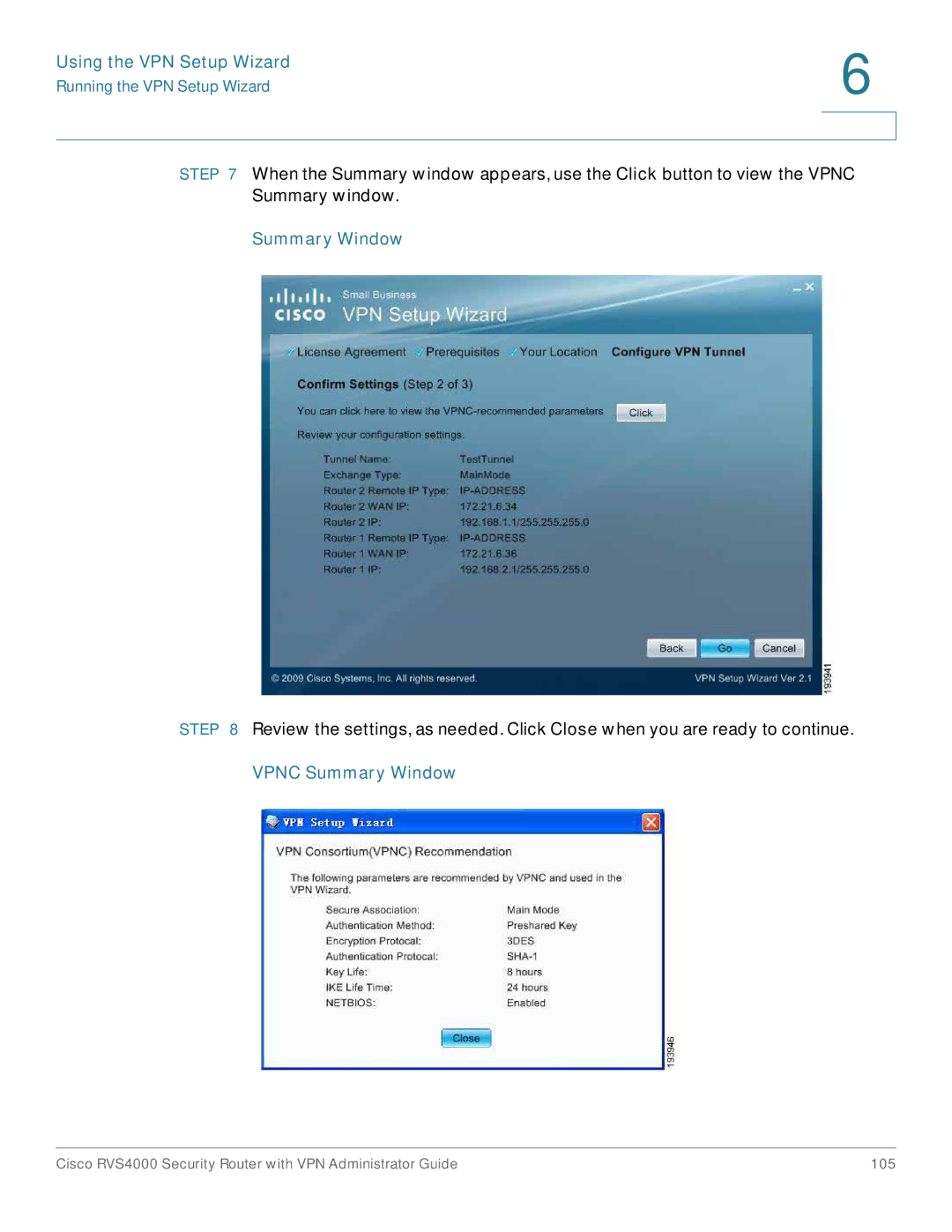 Cisco Systems RVS4000RF manual Vpnc Summary Window 