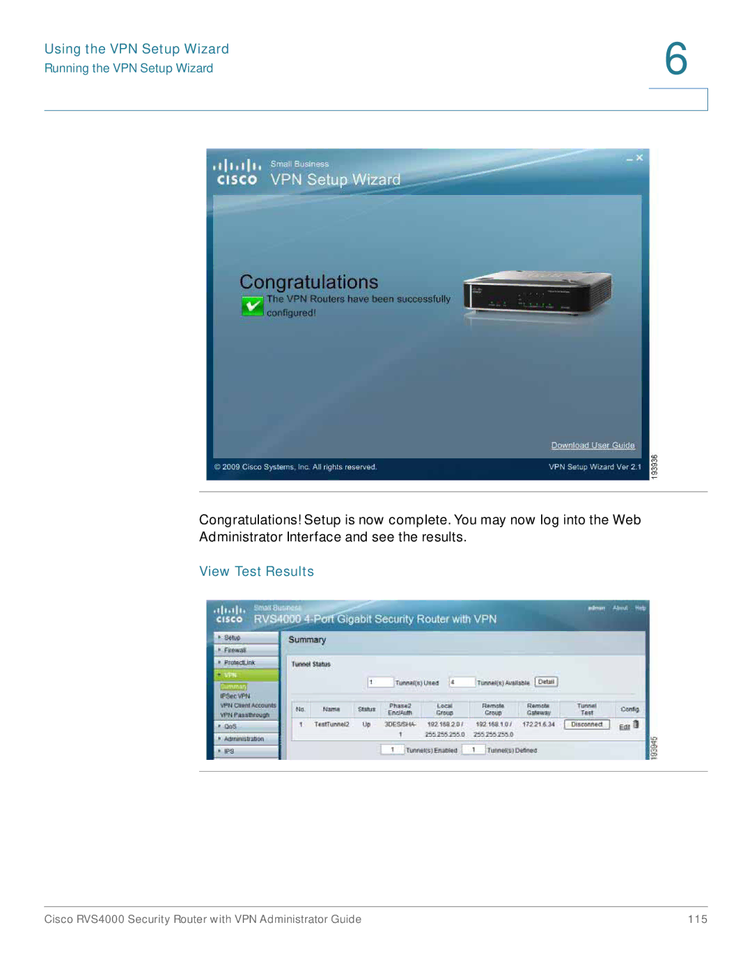 Cisco Systems RVS4000RF manual View Test Results 