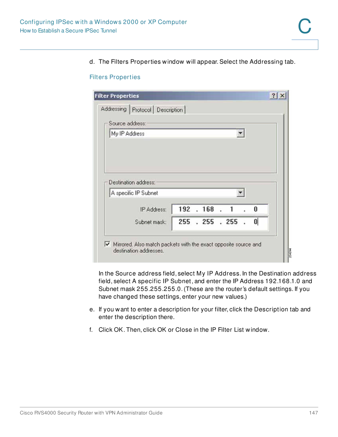 Cisco Systems RVS4000RF manual Filters Properties 