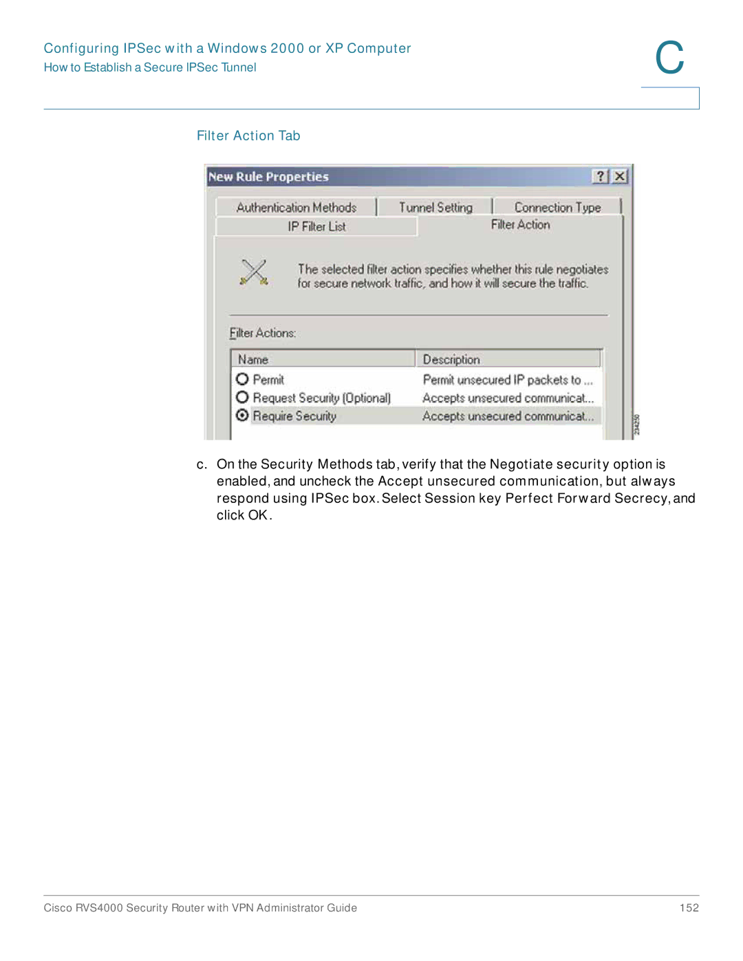 Cisco Systems RVS4000RF manual Filter Action Tab 