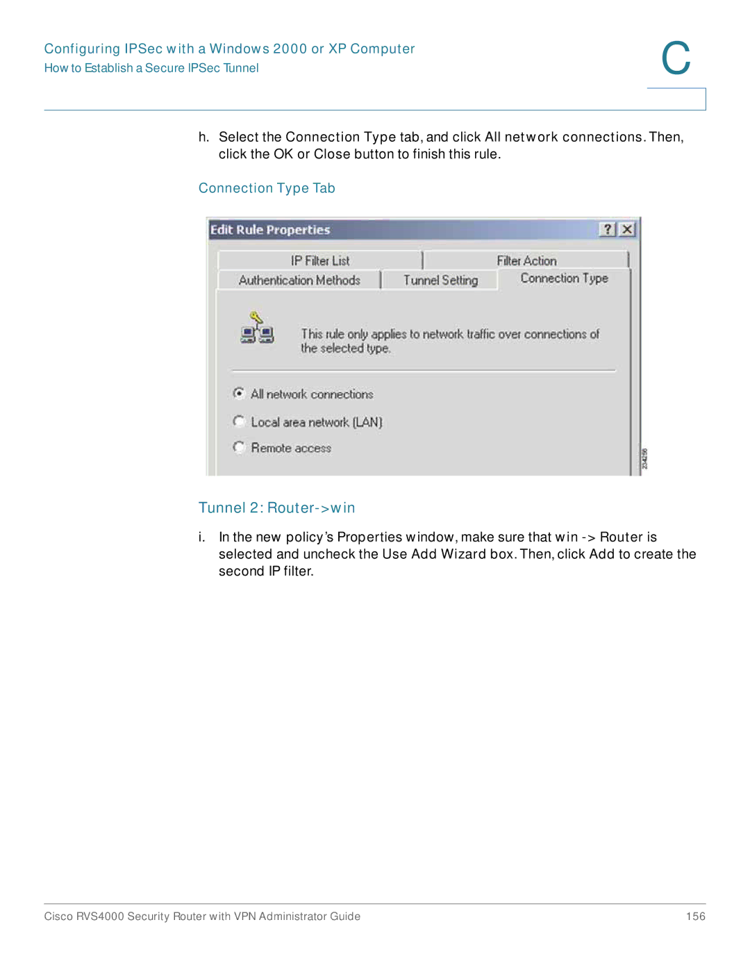 Cisco Systems RVS4000RF manual Tunnel 2 Router-win, Connection Type Tab 