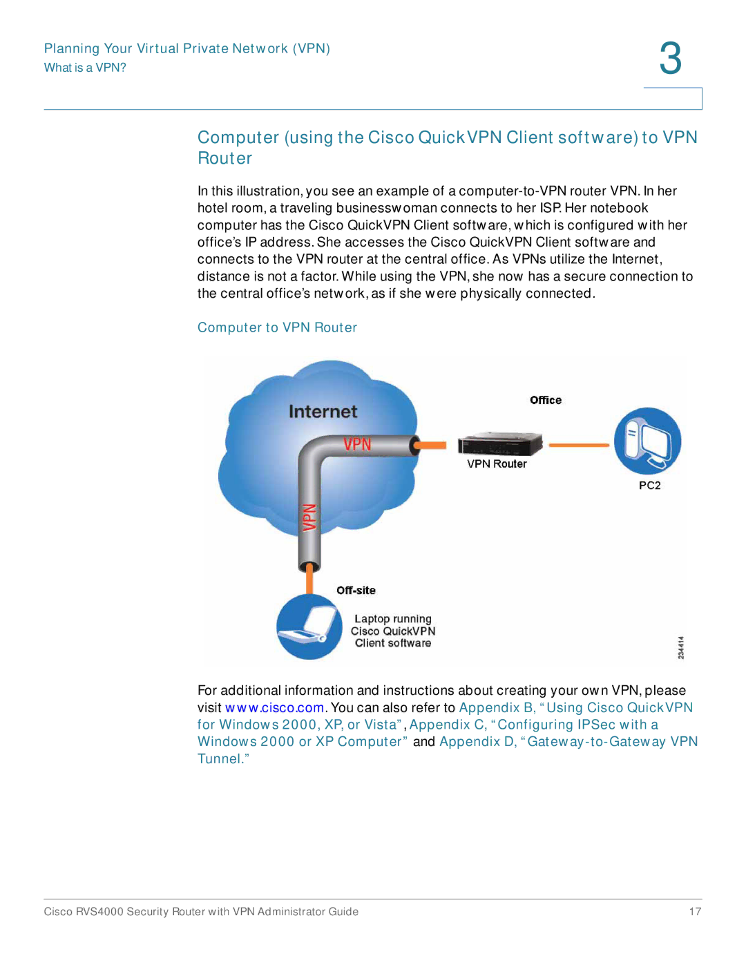 Cisco Systems RVS4000RF manual Computer to VPN Router Tunnel 