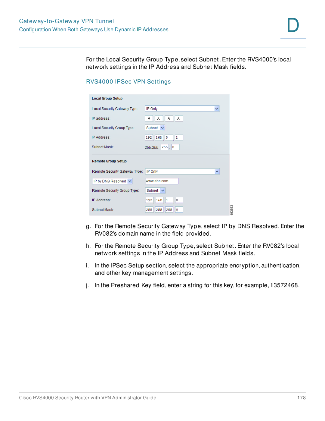 Cisco Systems RVS4000RF manual RVS4000 IPSec VPN Settings 