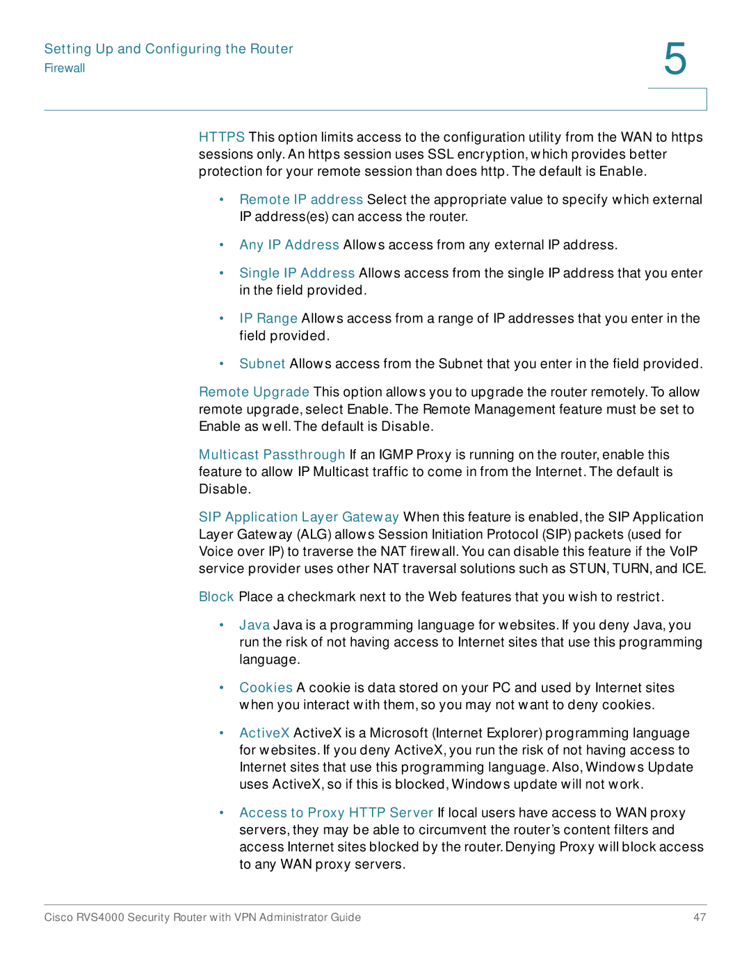 Cisco Systems RVS4000RF manual Setting Up and Configuring the Router 