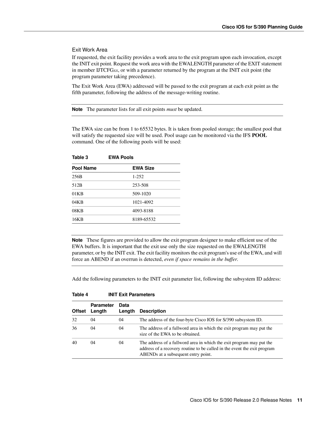 Cisco Systems S/390 manual Exit Work Area 