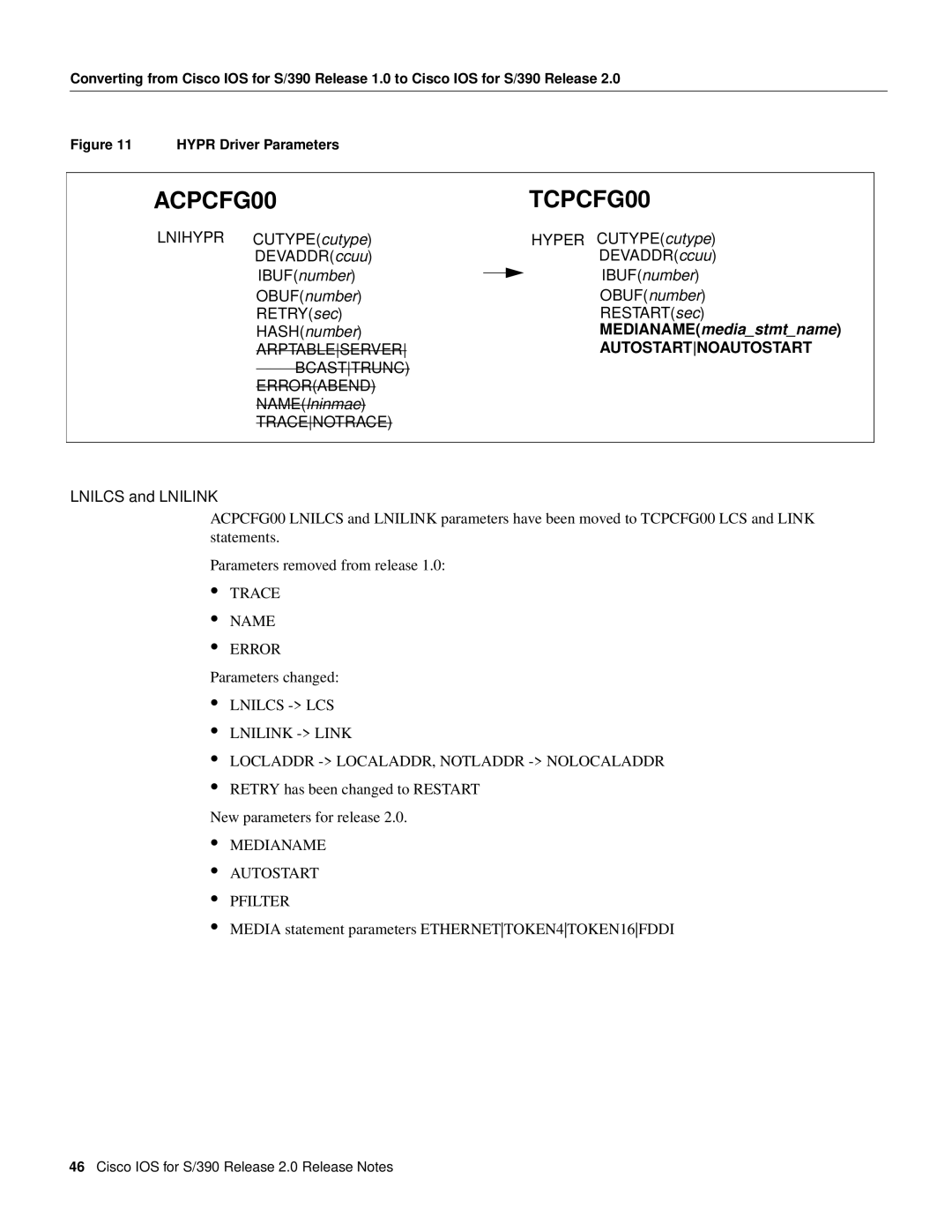 Cisco Systems S/390 manual Arptableserver, Bcasttrunc Errorabend, Lnilcs and Lnilink, Medianame Autostart Pfilter 