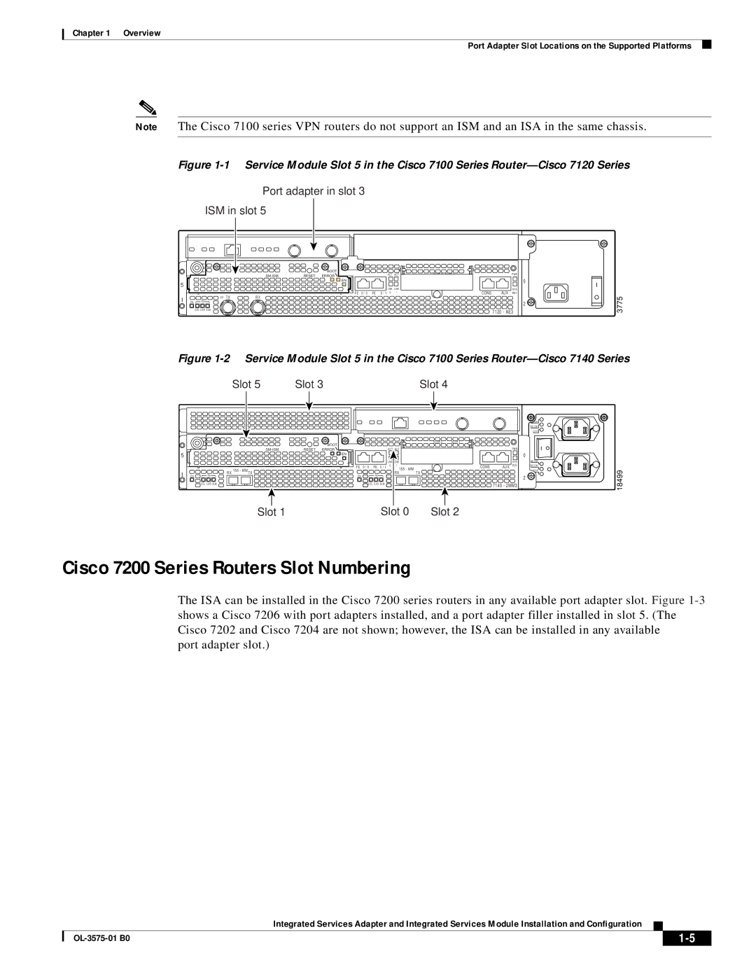 Cisco Systems SM-ISM, SA-ISA manual Cisco 7200 Series Routers Slot Numbering, Port adapter in slot ISM in slot 