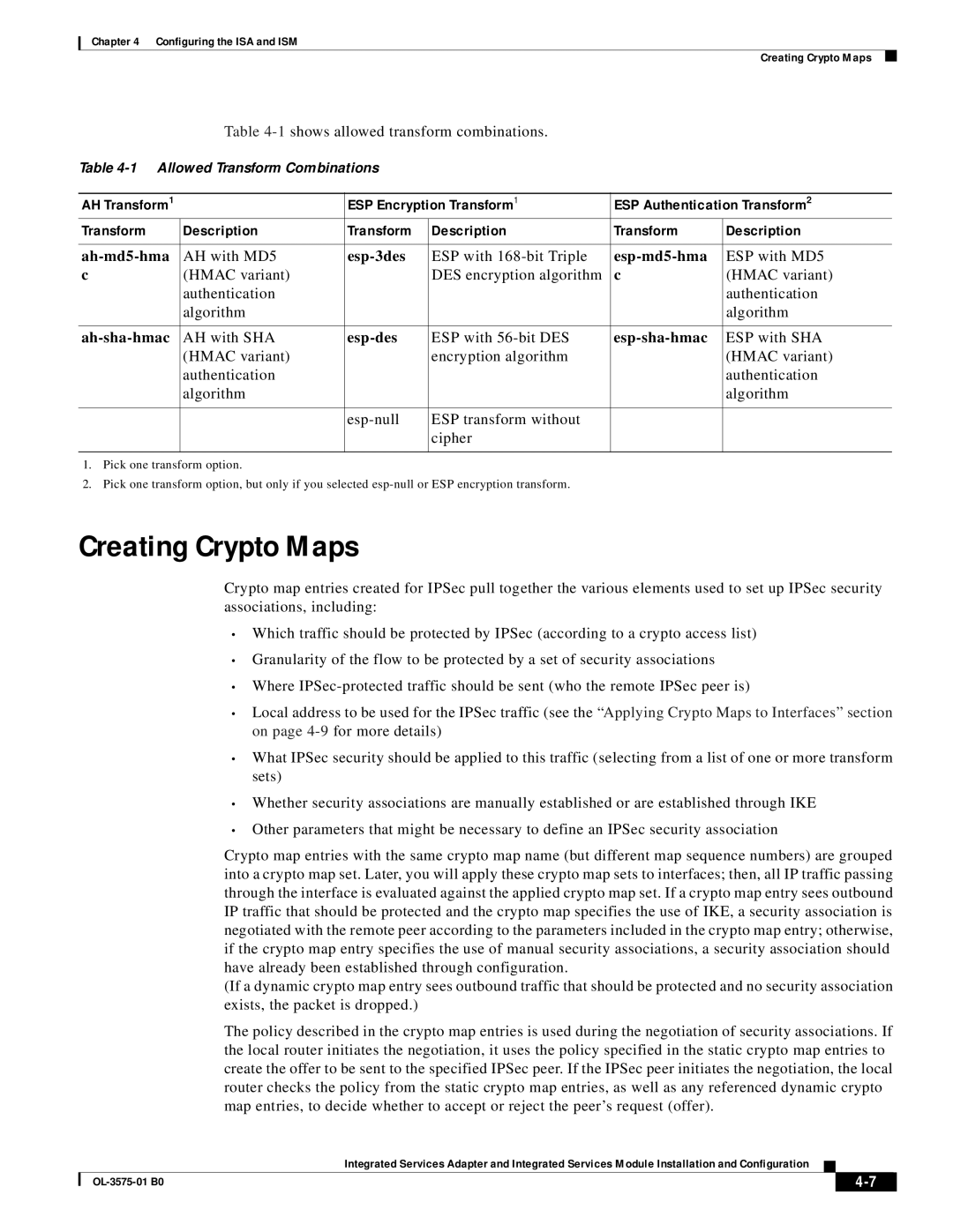 Cisco Systems SM-ISM, SA-ISA manual Creating Crypto Maps 