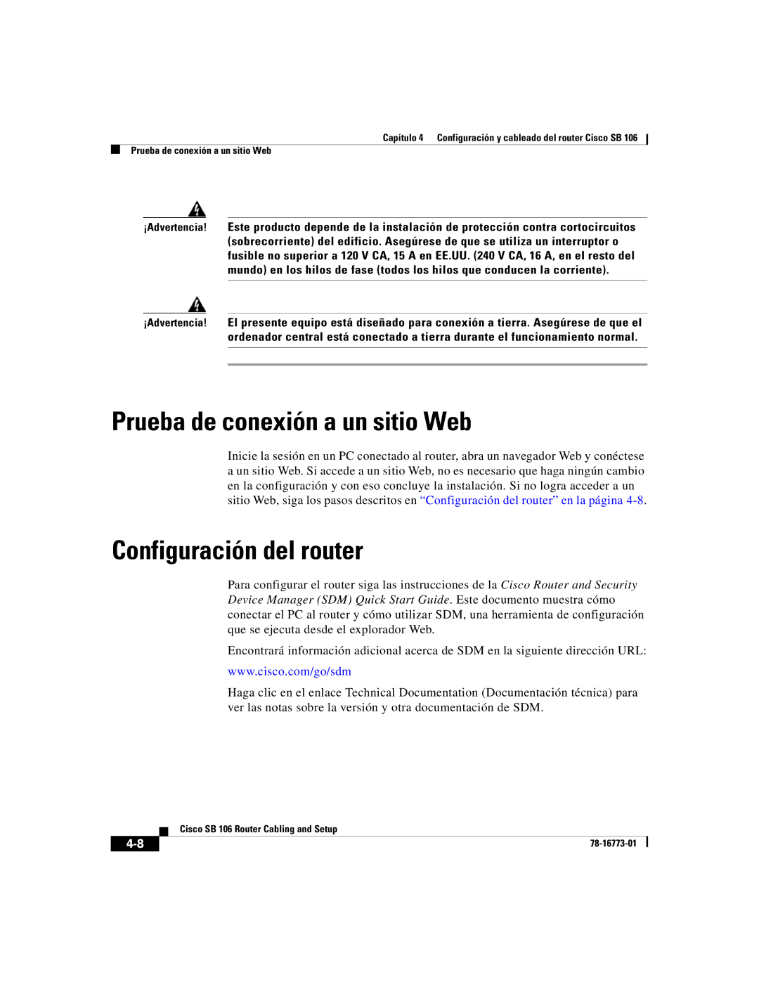 Cisco Systems SB 106 quick start Prueba de conexión a un sitio Web, Configuración del router 