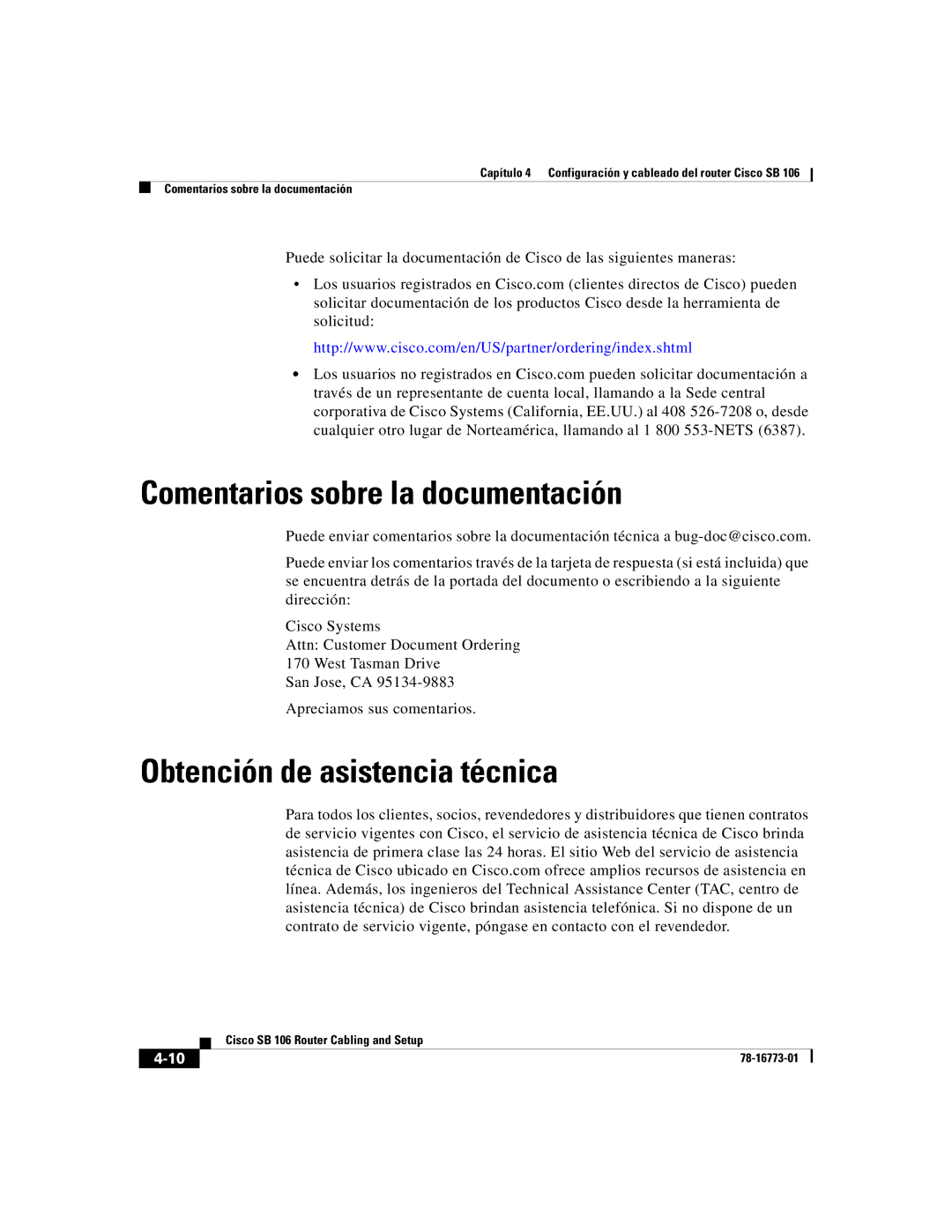 Cisco Systems SB 106 quick start Comentarios sobre la documentación, Obtención de asistencia técnica 