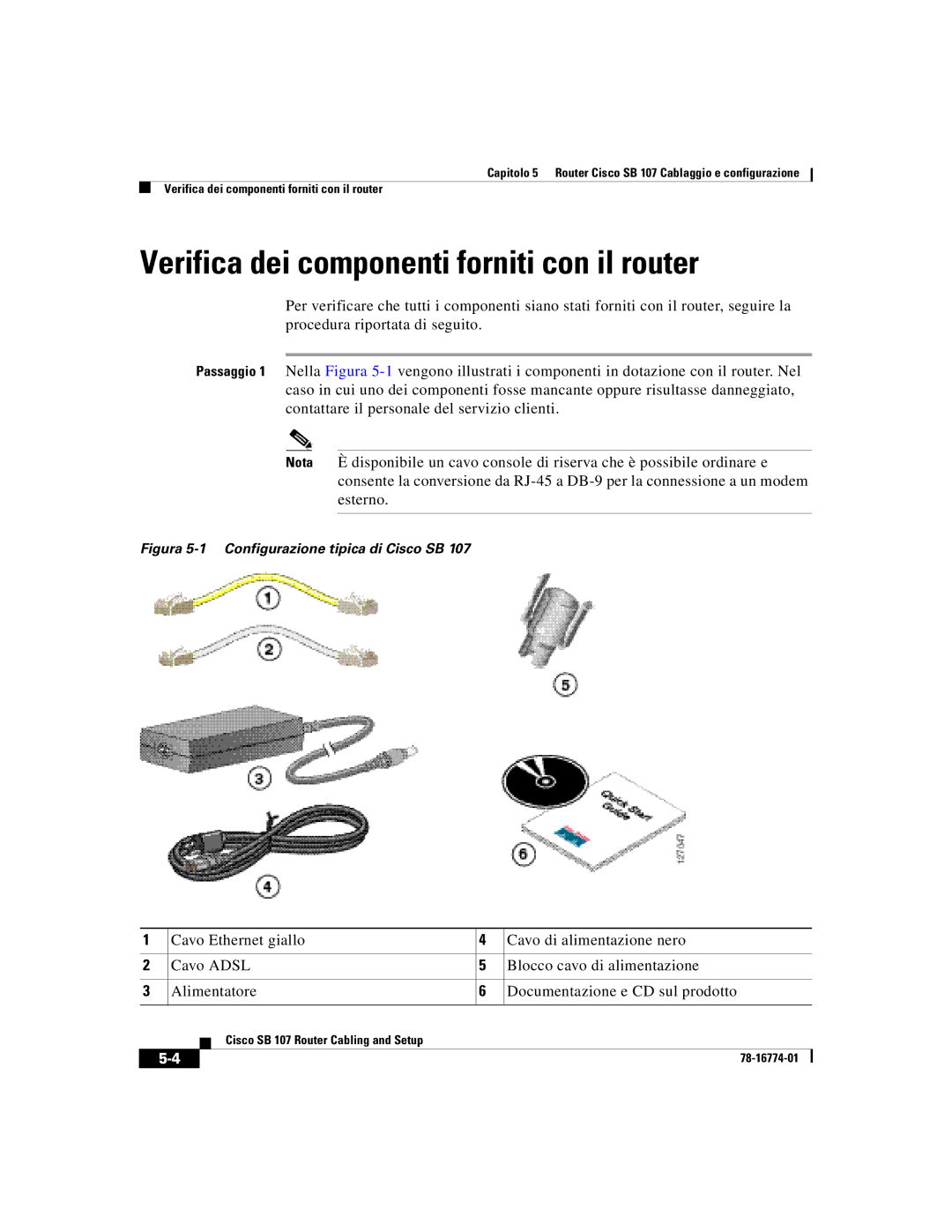 Cisco Systems SB 107 Verifica dei componenti forniti con il router, Figura 5-1 Configurazione tipica di Cisco SB 