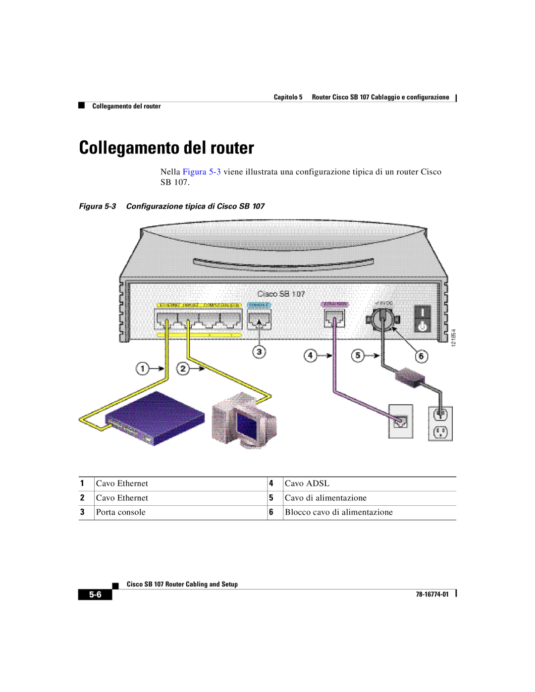 Cisco Systems SB 107 quick start Collegamento del router, Figura 5-3 Configurazione tipica di Cisco SB 