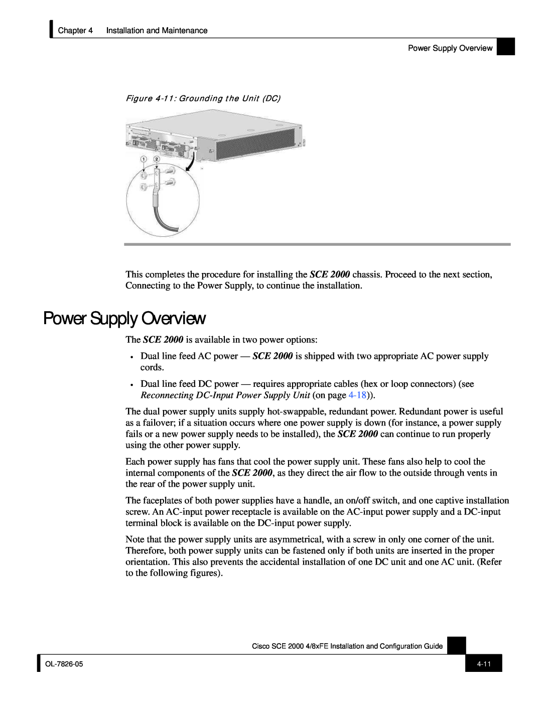 Cisco Systems SCE 2000 4/8xFE manual Power Supply Overview 