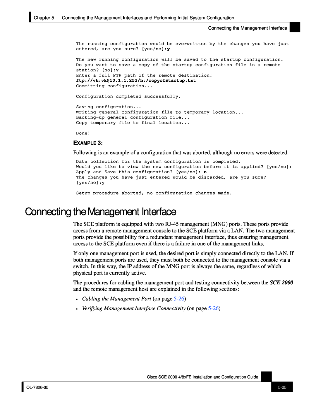 Cisco Systems SCE 2000 4/8xFE manual Connecting the Management Interface, Cabling the Management Port on page 