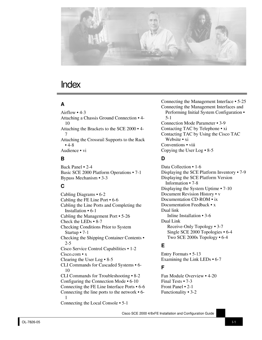 Cisco Systems SCE 2000 4/8xFE manual Index 