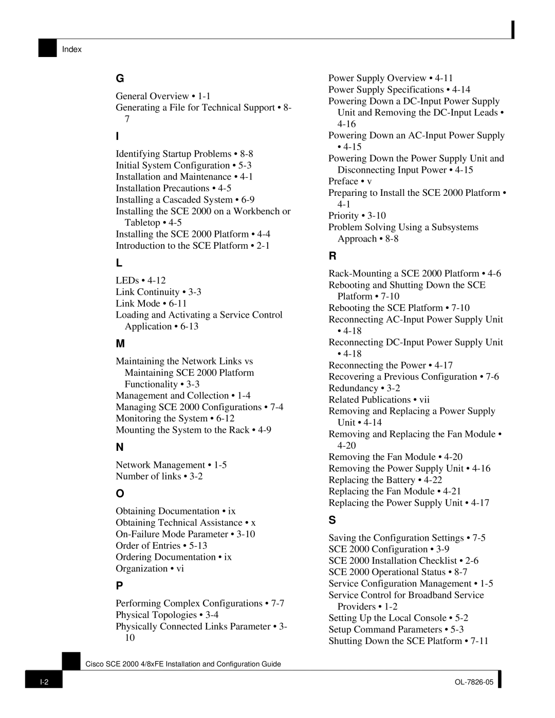 Cisco Systems SCE 2000 4/8xFE manual Index 