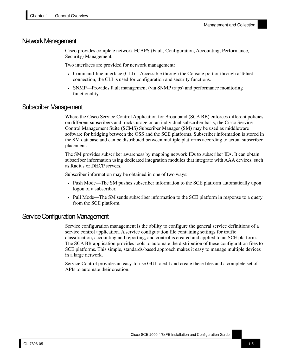 Cisco Systems SCE 2000 4/8xFE manual Network Management, Subscriber Management, Service Configuration Management 