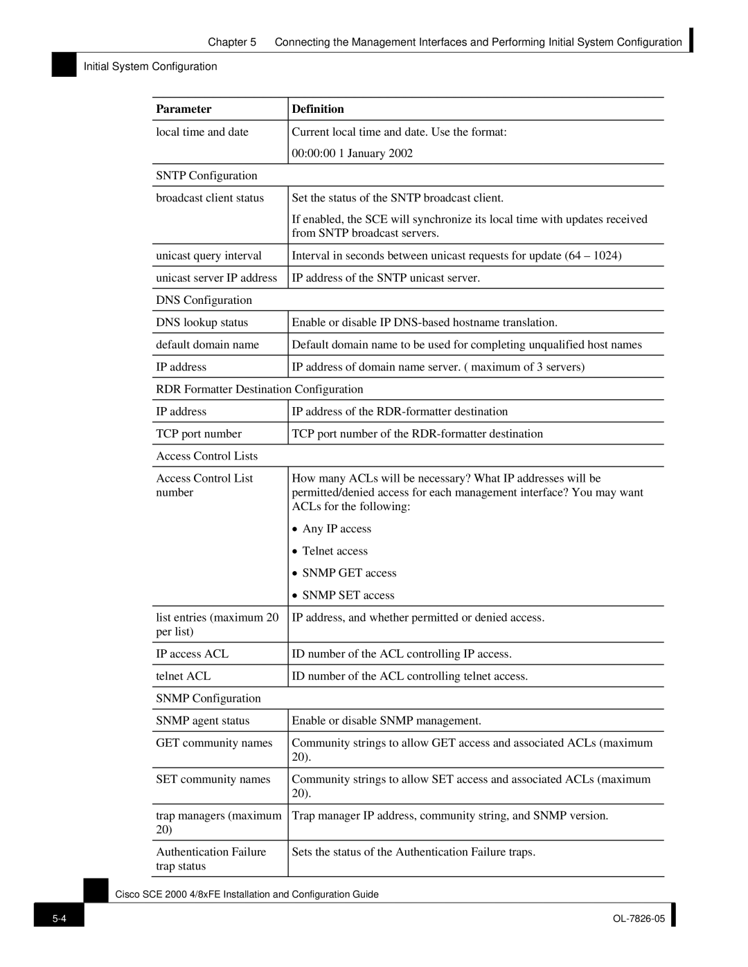 Cisco Systems SCE 2000 4/8xFE manual Parameter Definition 