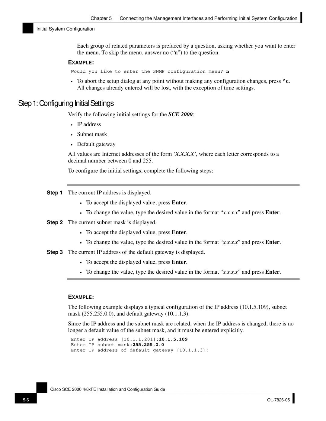 Cisco Systems SCE 2000 4/8xFE manual Configuring Initial Settings 